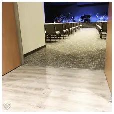 Shoal Creek Baptist Church Flooring Renovation 3 Tile flooring connecting to the carpet in the sanctuary at Shoal Creek Baptist Church